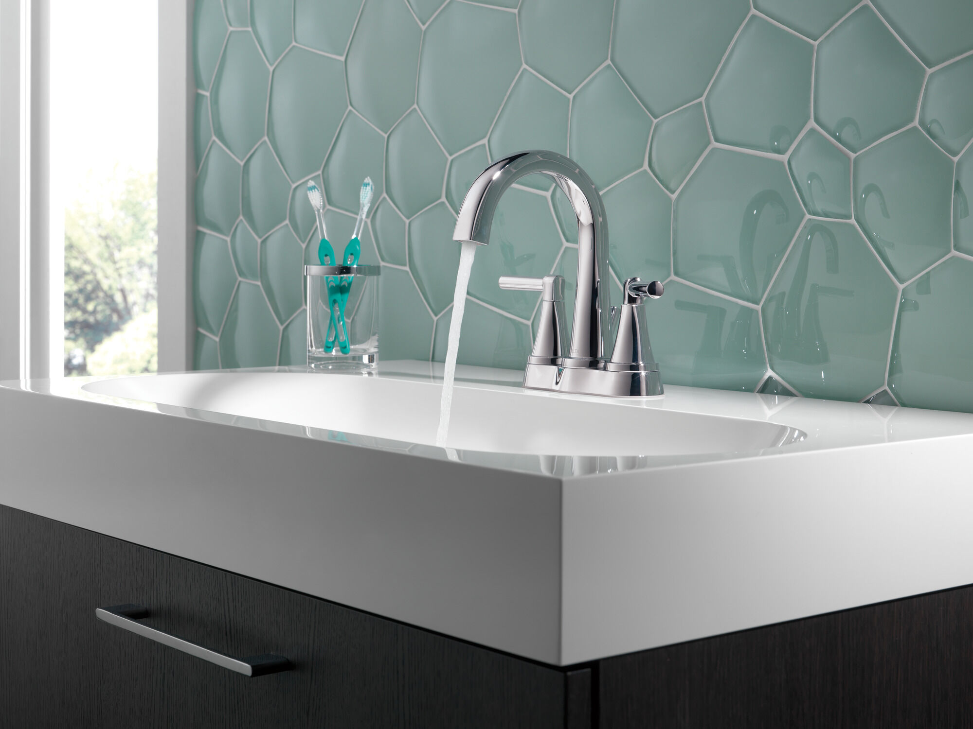 Two Handle Centerset Bathroom Faucet in Chrome 25891LF | Delta Faucet