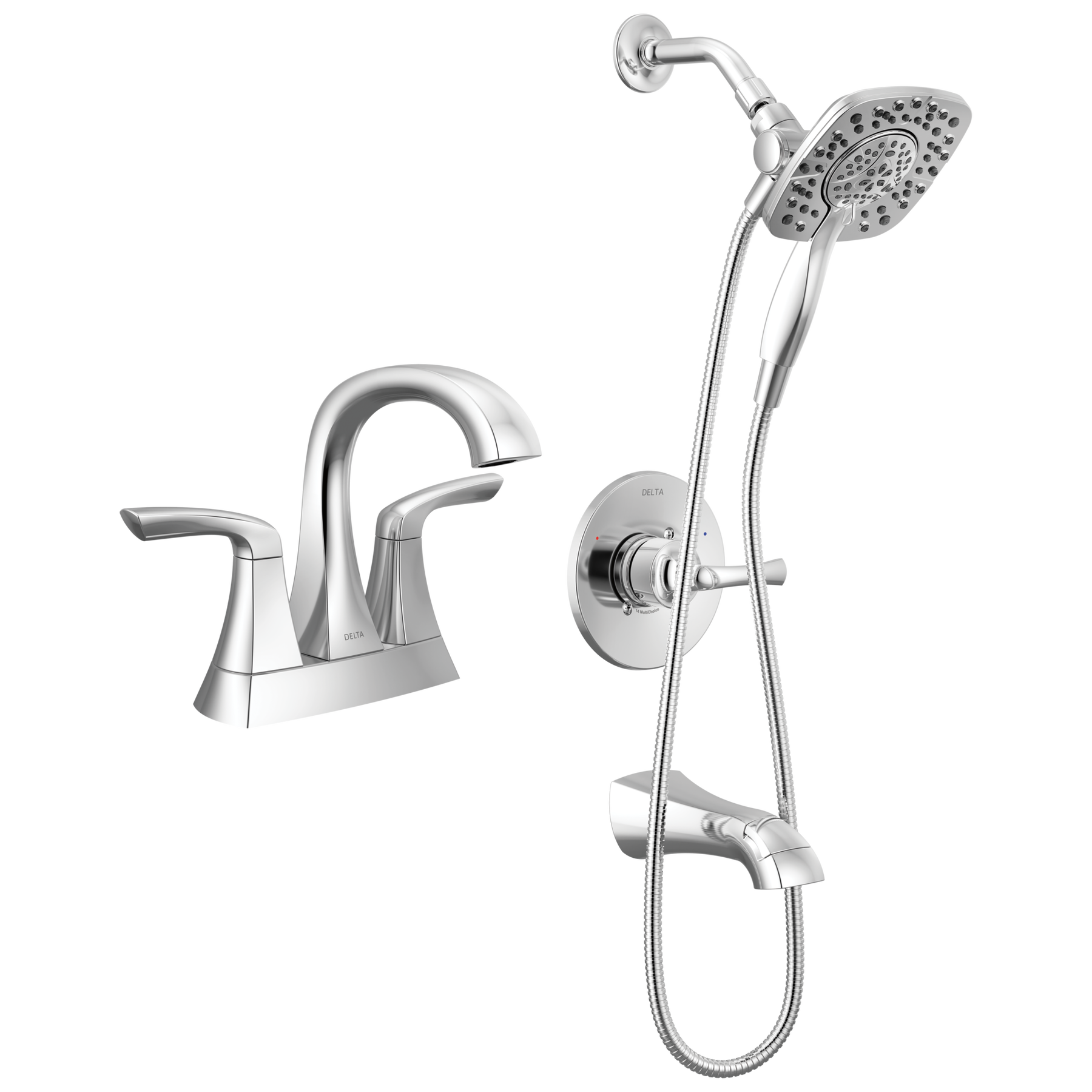 Centerset Lavatory Faucet with 14 Series Tub Shower Trim Bundle in Chrome — image 1