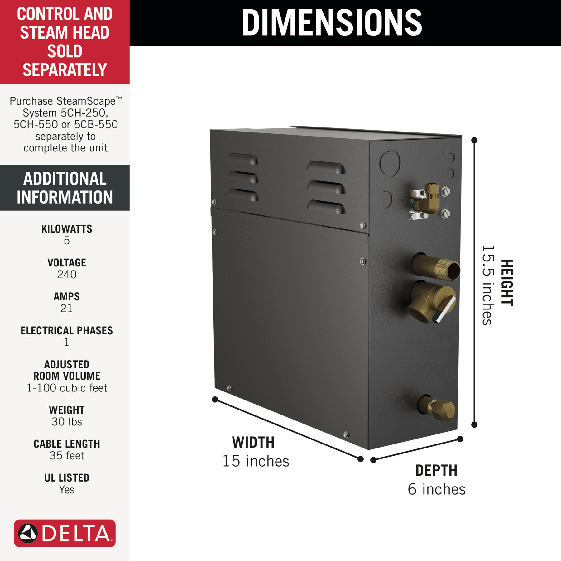 SteamScape™ 5kW Steam Generator - 240V 1ph, image 1