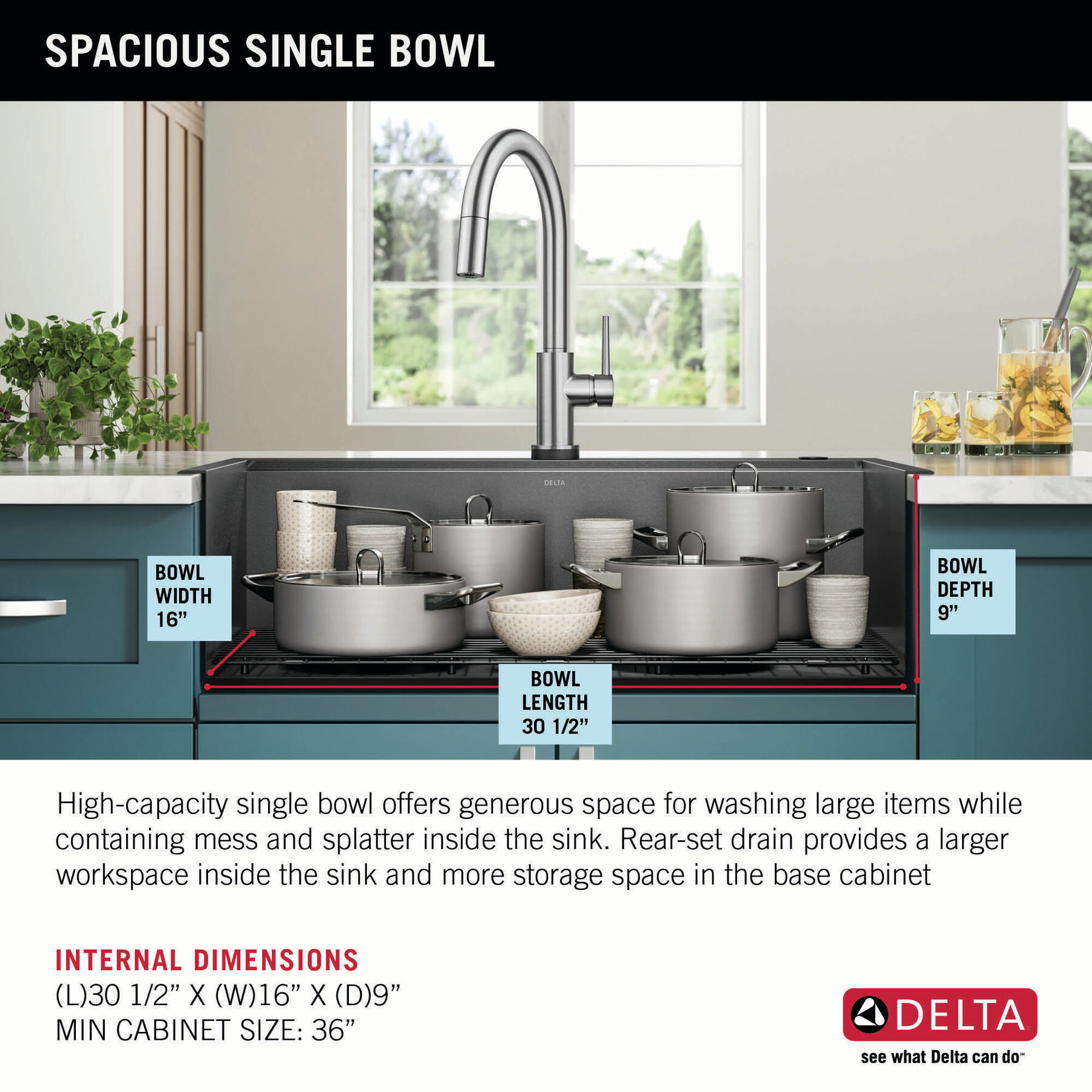 33&rdquo; Drop-In Top Mount&nbsp;16 Gauge Workstation Kitchen Sink Single Bowl&nbsp;with WorkFlow&trade; Ledge and Accessories