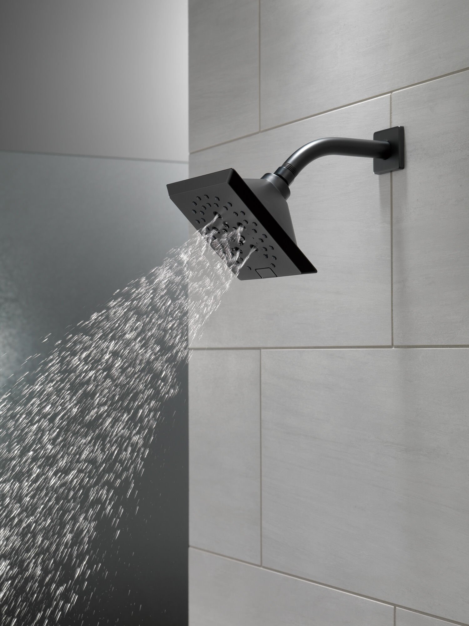 H2Okinetic® 5-Setting Angular Modern Raincan Shower Head in Matte