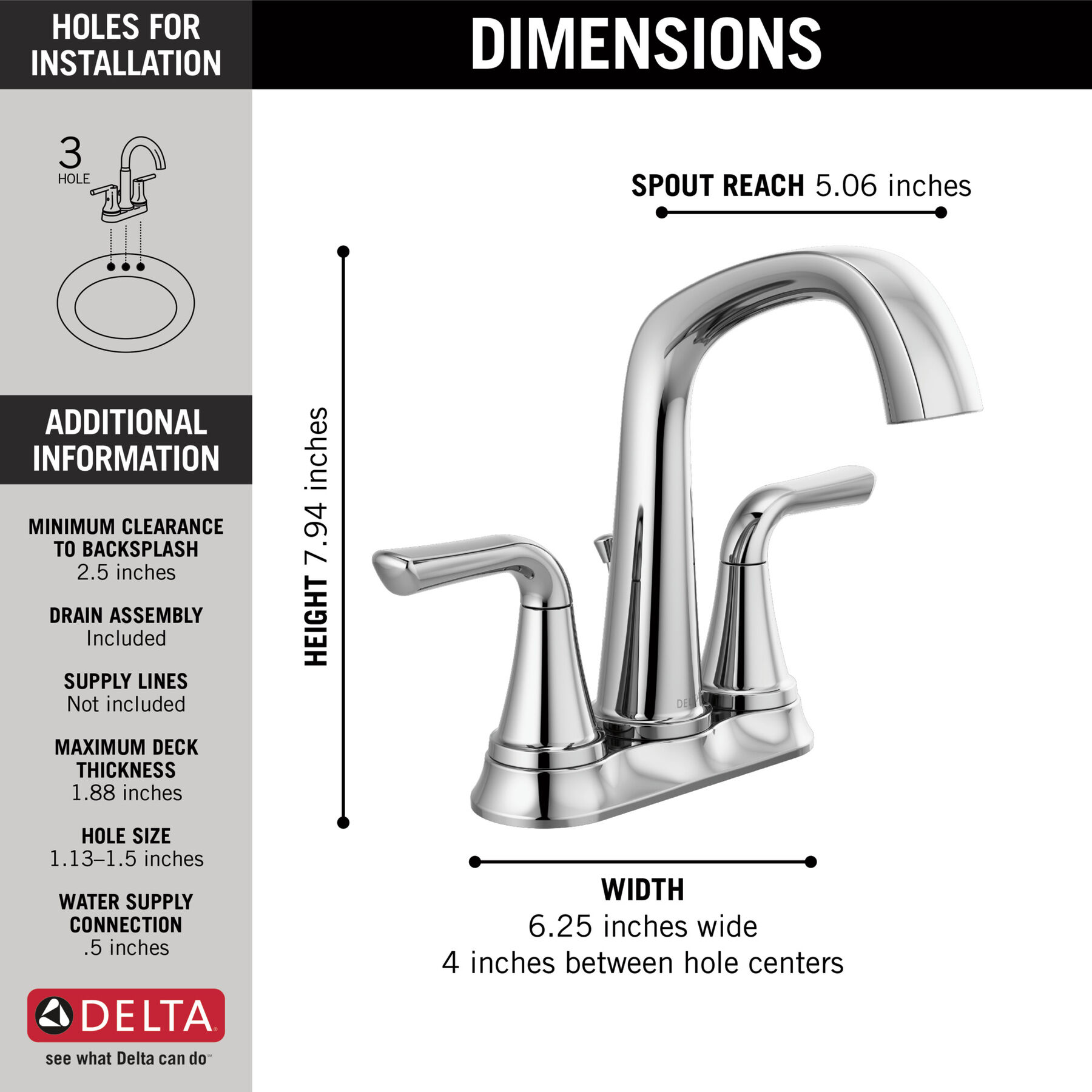 Two Handle Centerset Bathroom Faucet in Chrome 25890LF — thumbnail 2