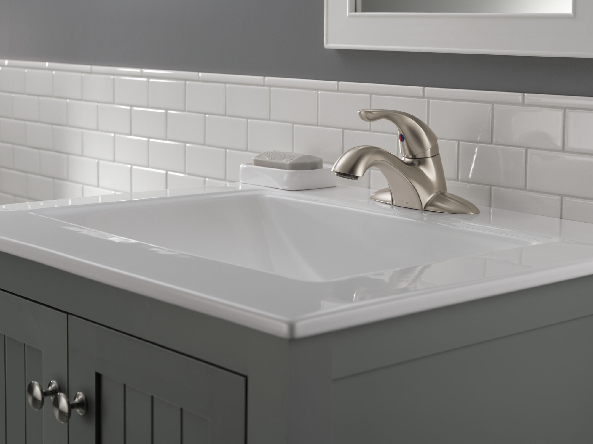 Single Handle Centerset Bathroom Faucet in Stainless 520-SSPPU-DST