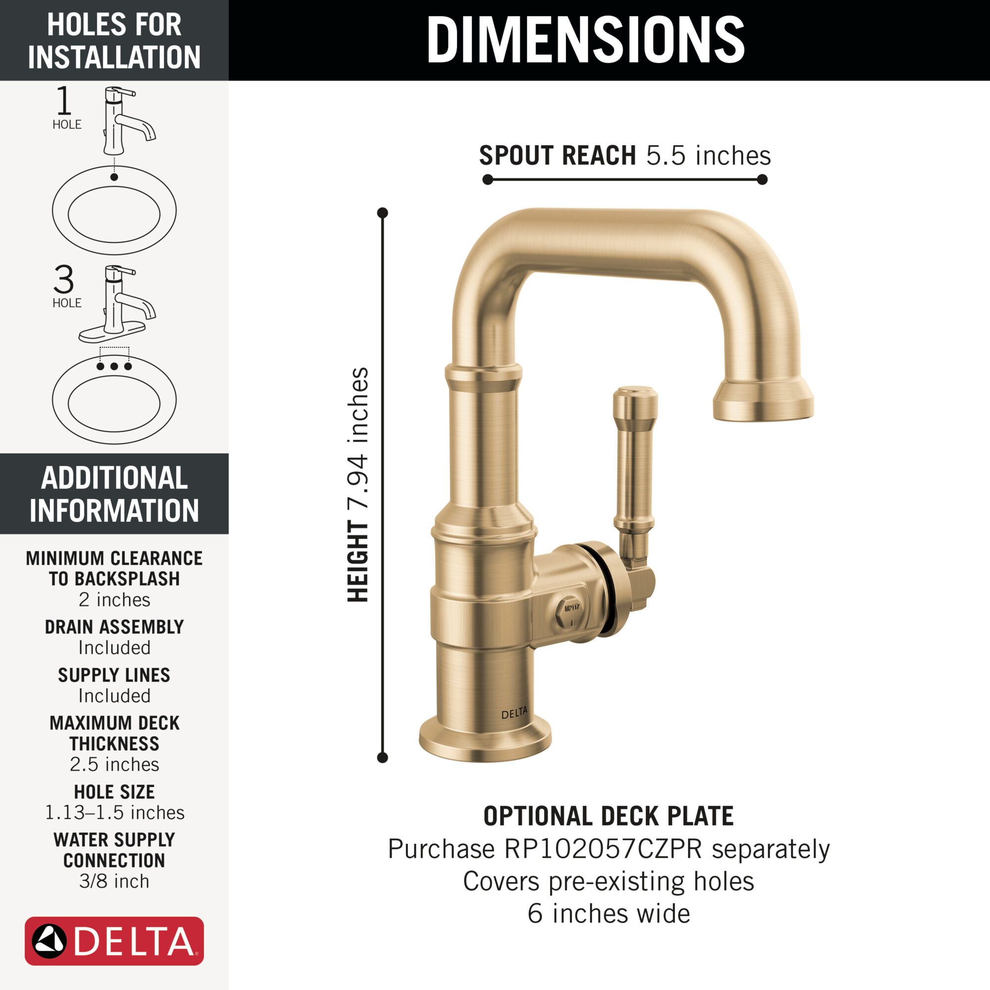 Single Handle Bathroom Faucet in Lumicoat® Champagne Bronze 584SH