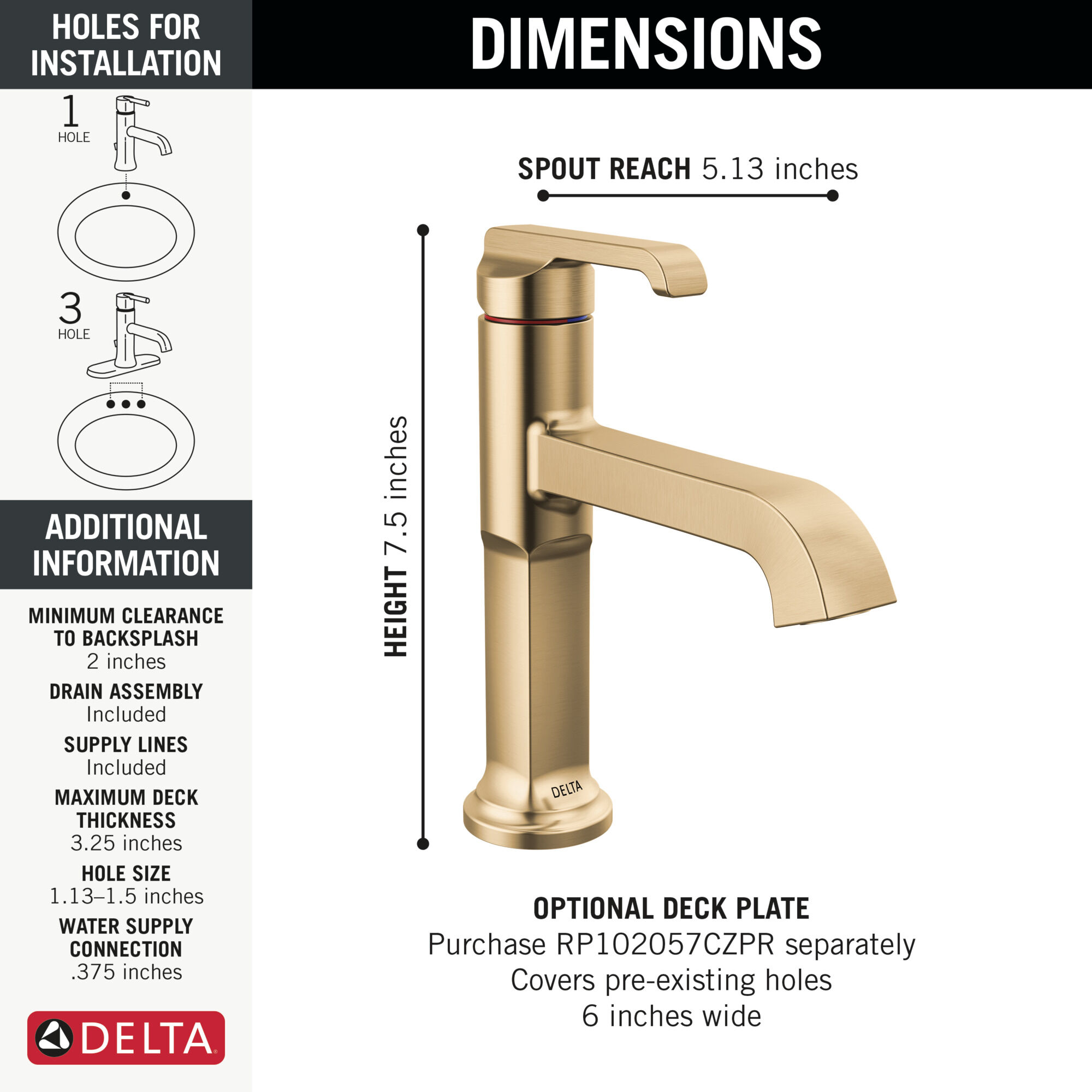 Single Handle Bathroom Faucet in Lumicoat® Champagne Bronze 589-CZ