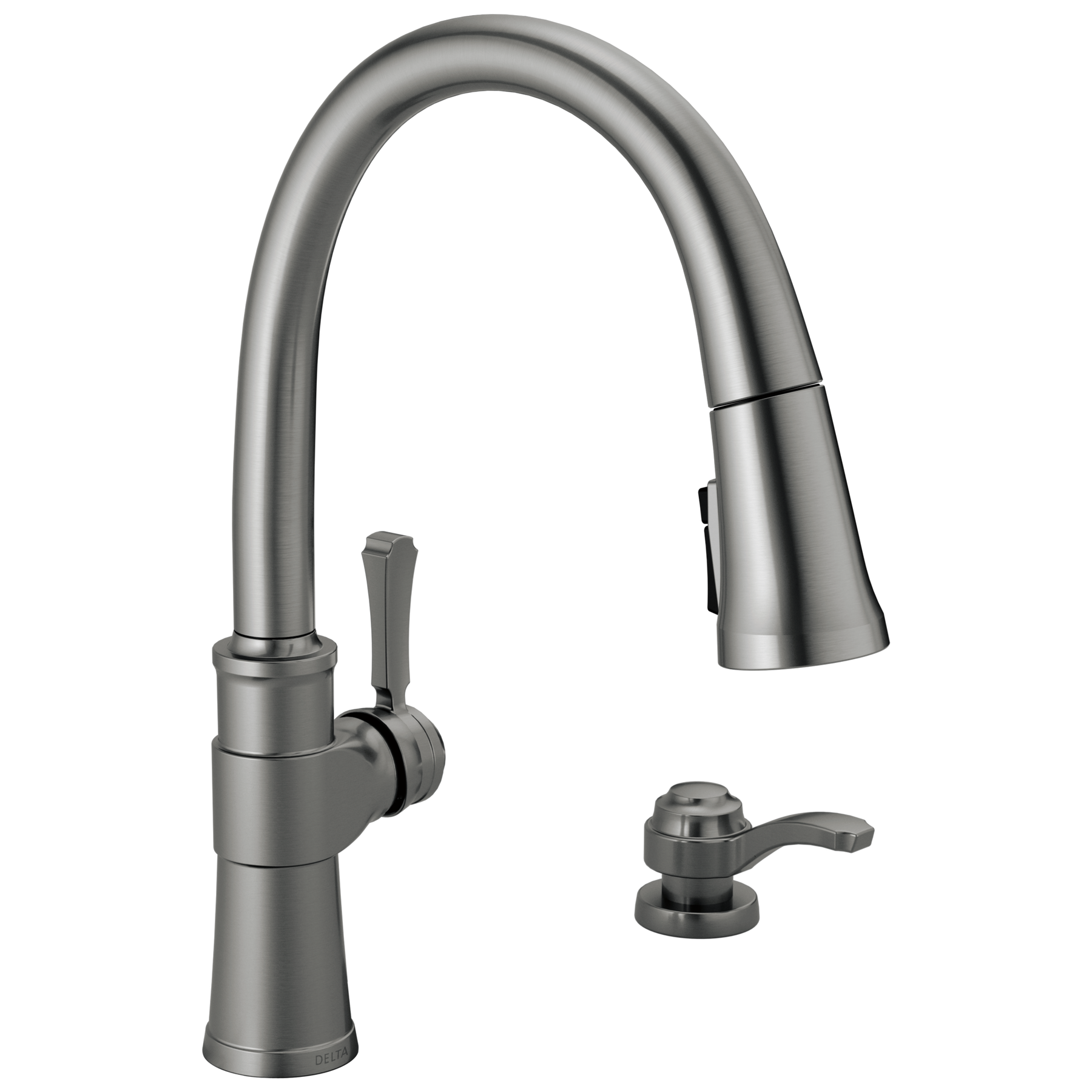 Single Handle Pull-Down Kitchen Faucet with Soap Dispenser and