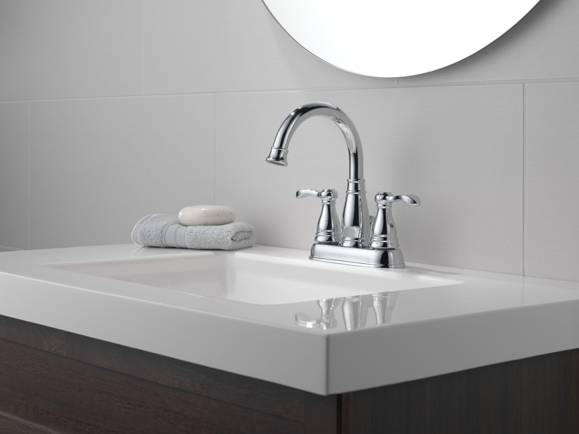 Two Handle Centerset Bathroom Faucet in Chrome 25984LF-ECO | Delta