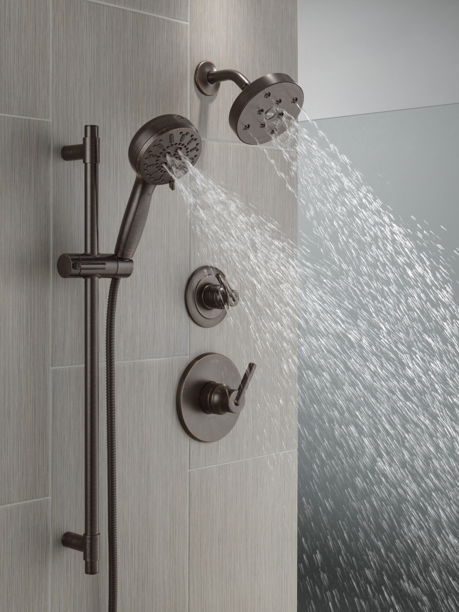 (^^♪ 7-Setting Slide Bar Hand Shower with Cleaning Spray in Venetian