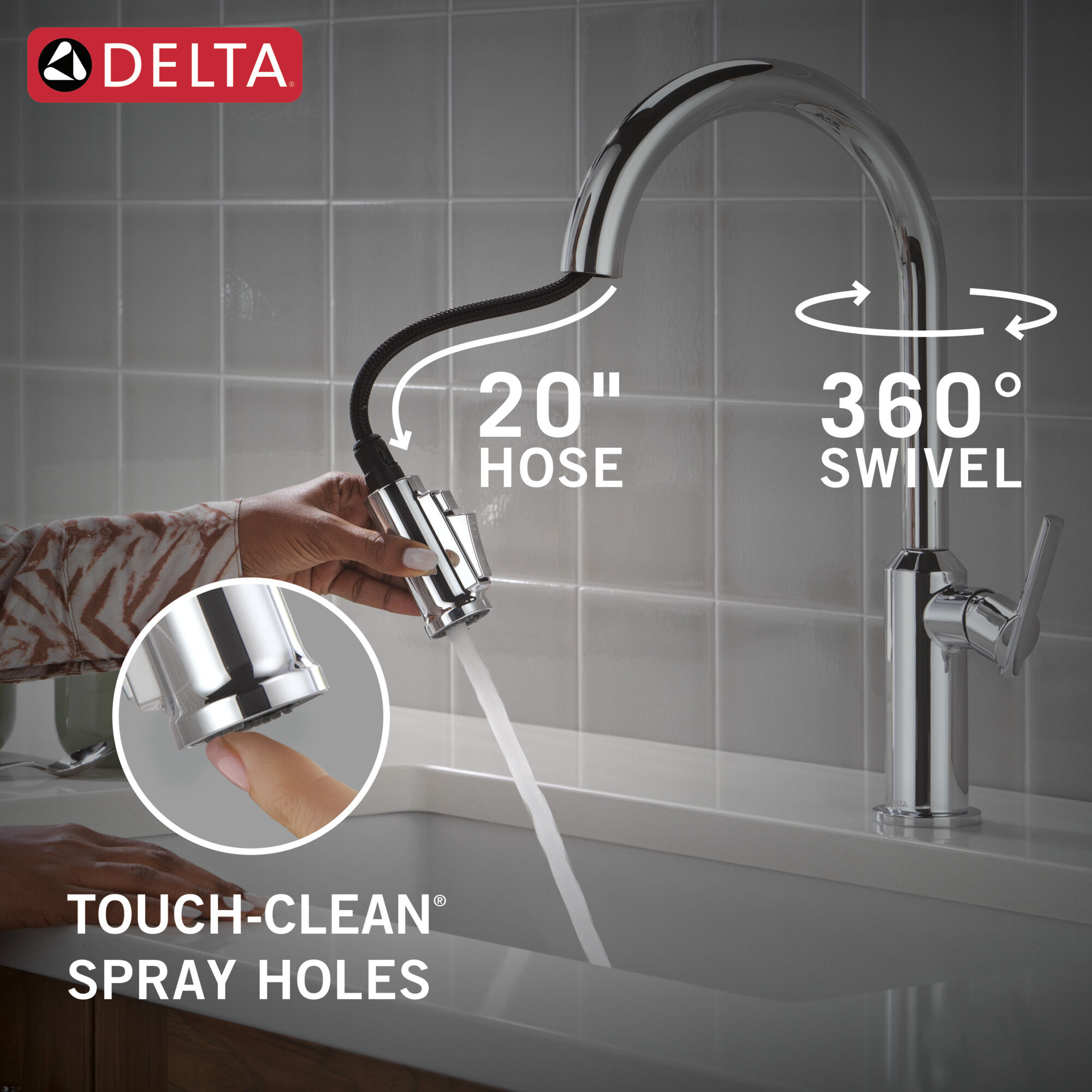 Single Handle Pull-Down Kitchen Faucet in Lumicoat® Chrome 9185-PR