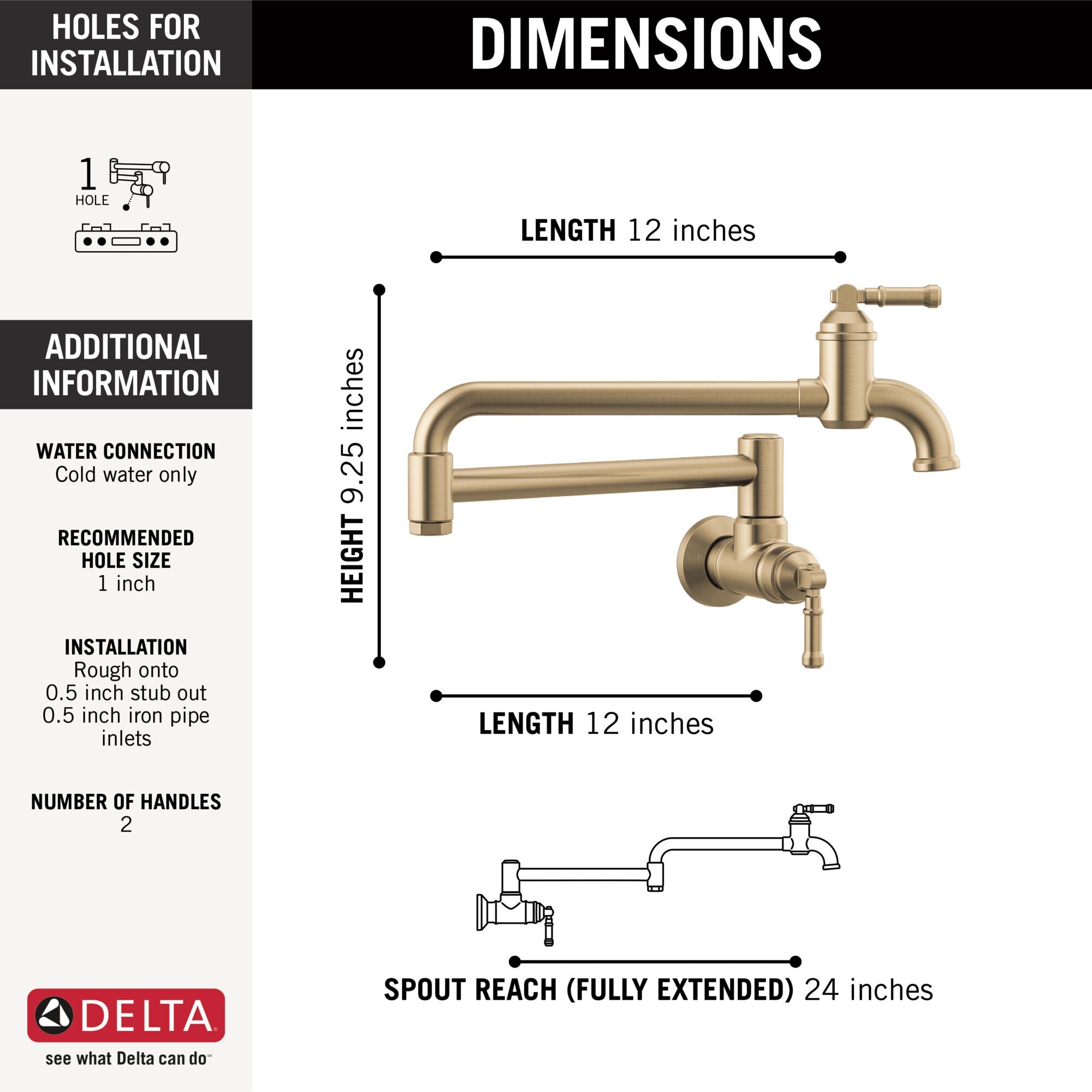 Wall Mount Pot Filler in Champagne Bronze 1190LFL-CZ | Delta Faucet