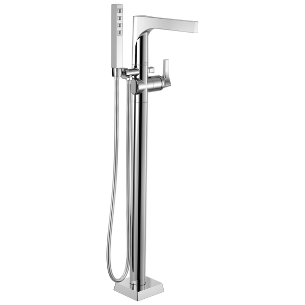 Single Handle Floor Mount Tub Filler Trim With Hand Shower In Chrome T4774 Fl Delta Faucet