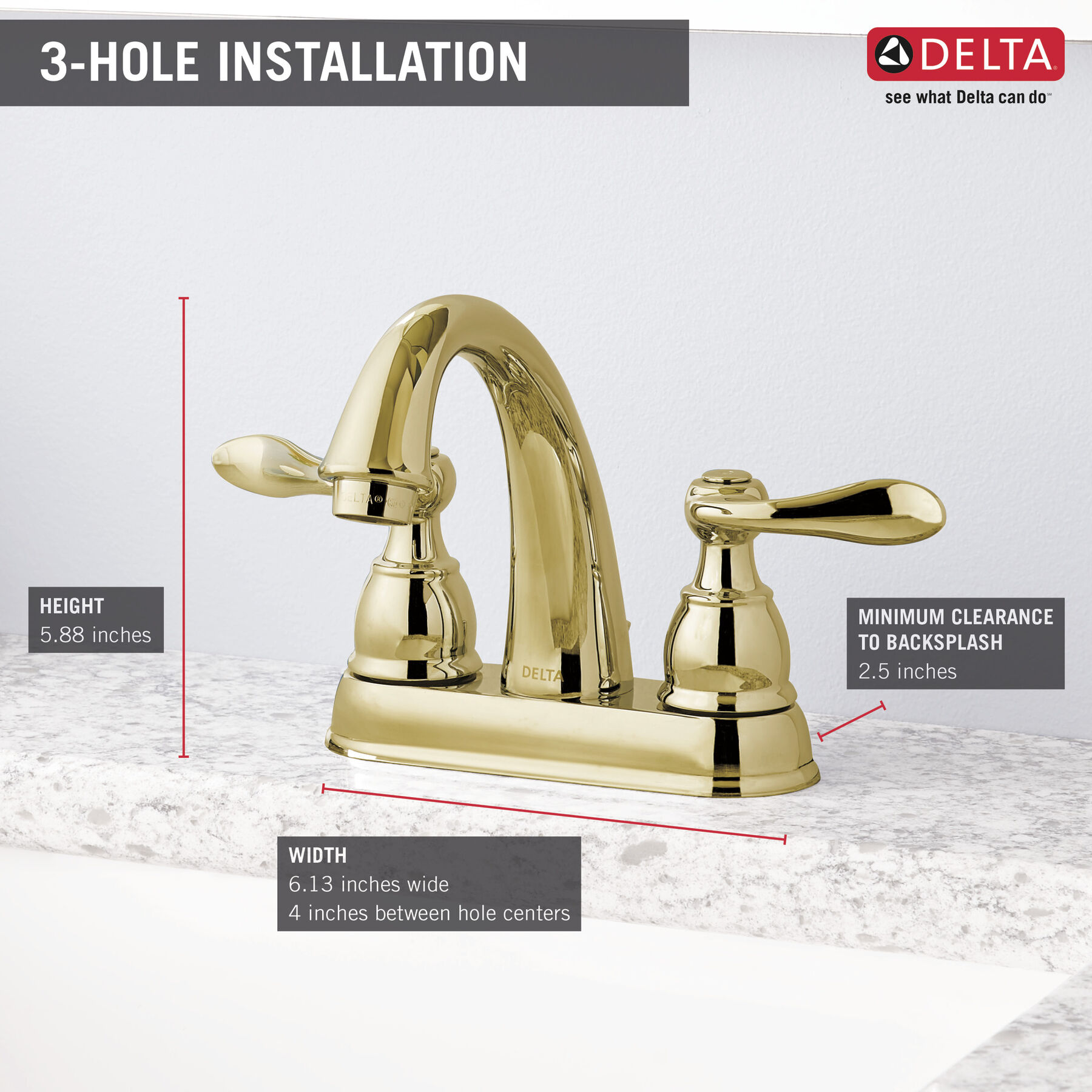 Two Handle Centerset Bathroom Faucet in Polished Brass B2596LF-PB ...