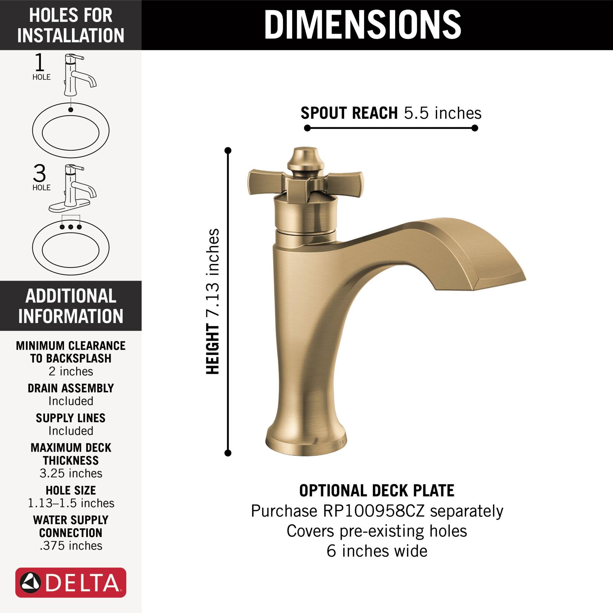 Single Handle Bathroom Faucet in Champagne Bronze 557-CZMPU-DST