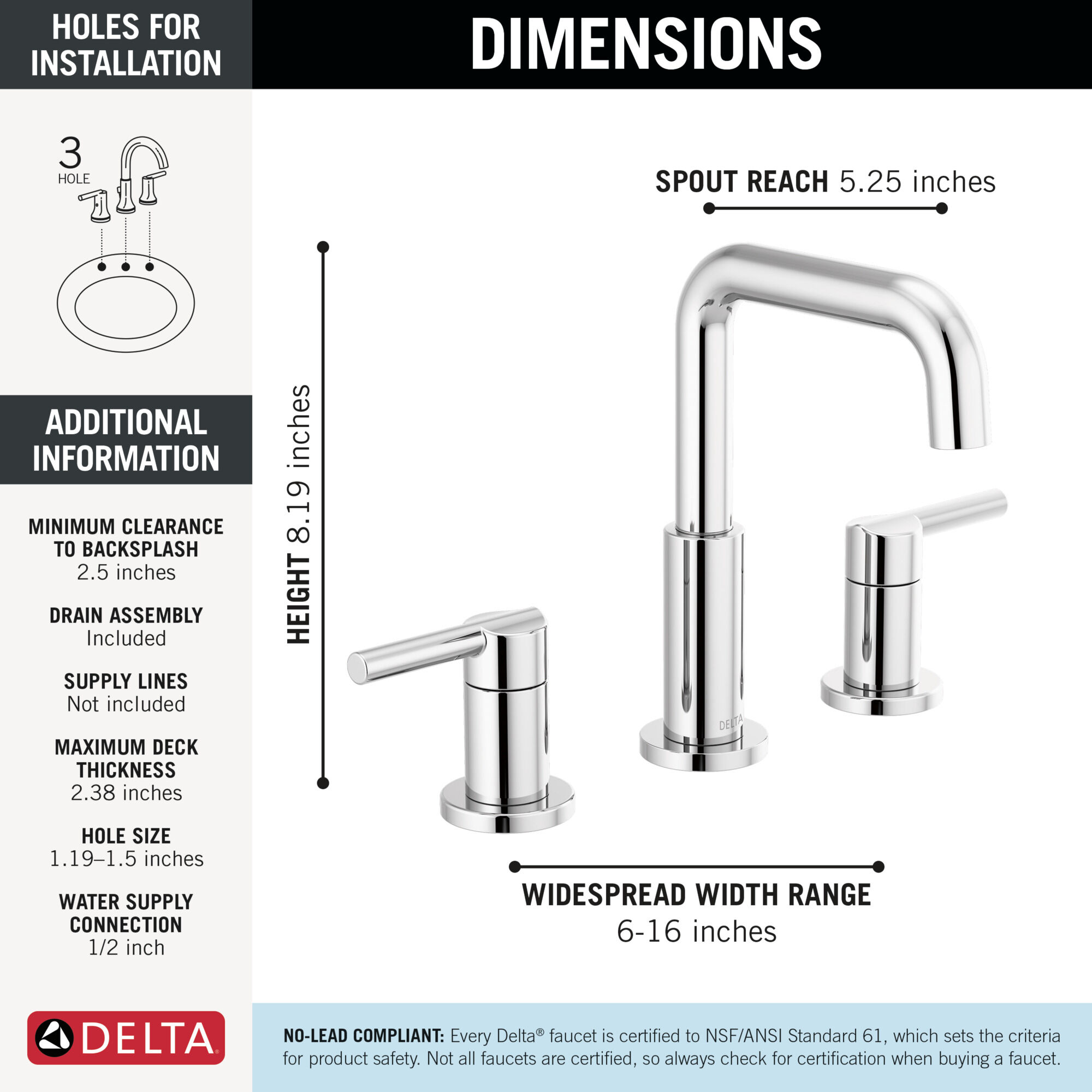 Two Handle Widespread Bathroom Faucet in Chrome 35849LF | Delta Faucet
