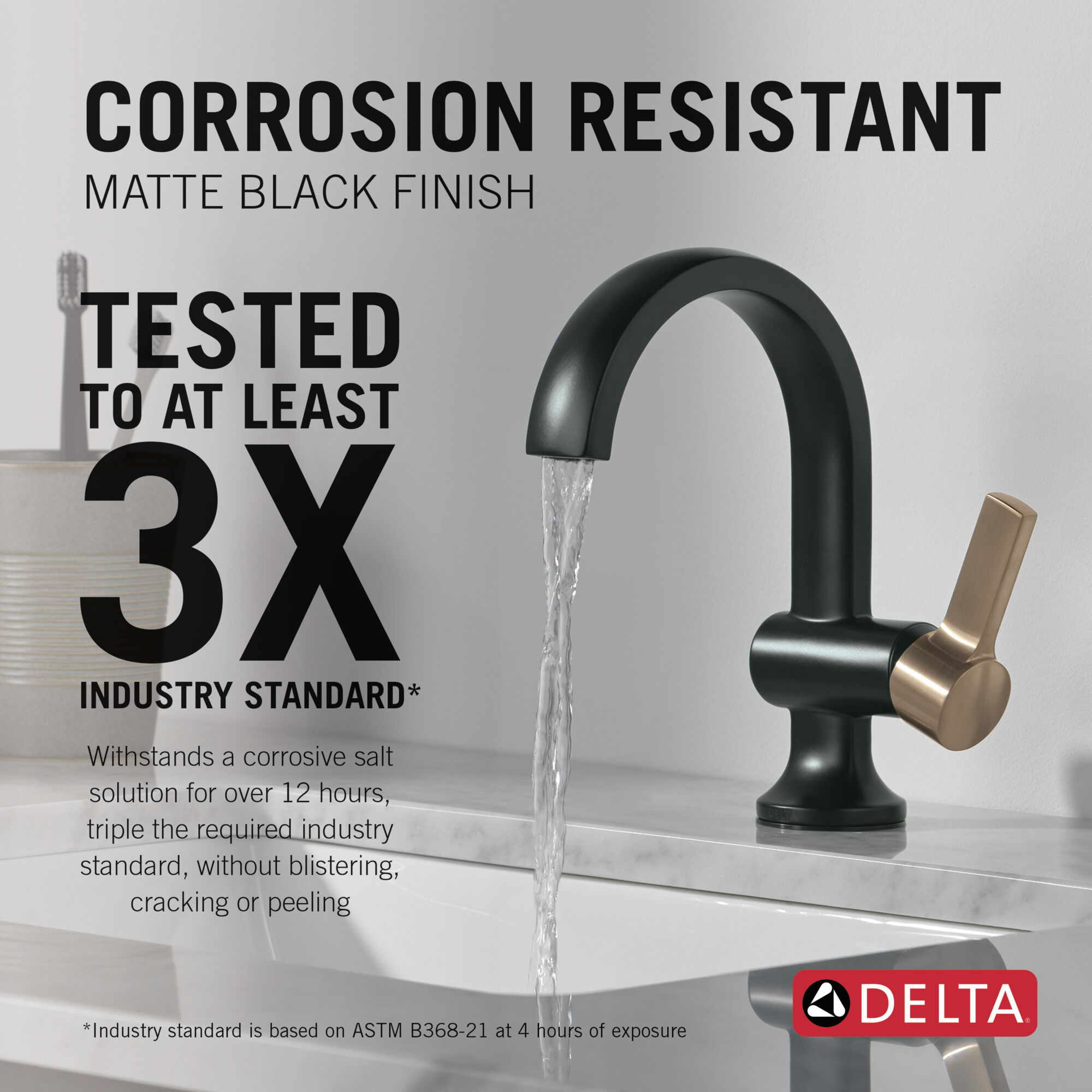 Single Handle Bathroom Faucet in Matte Black / Champagne Bronze