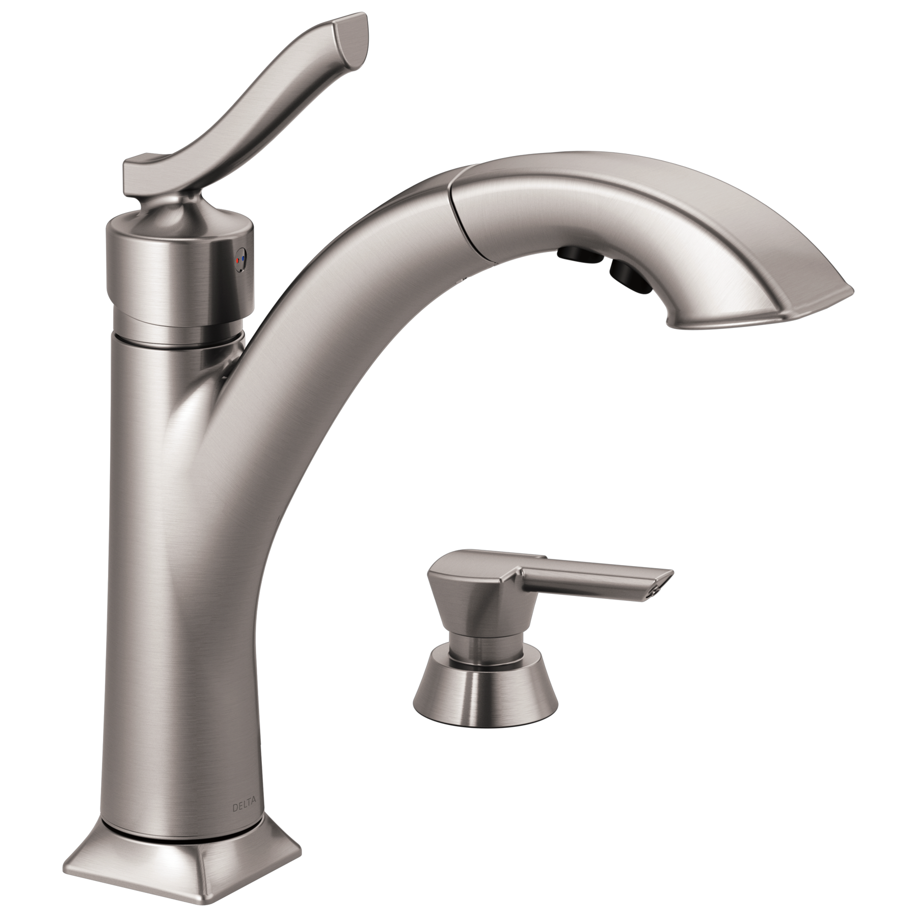 Single Handle Pull-Out Kitchen Faucet with Soap Dispenser in