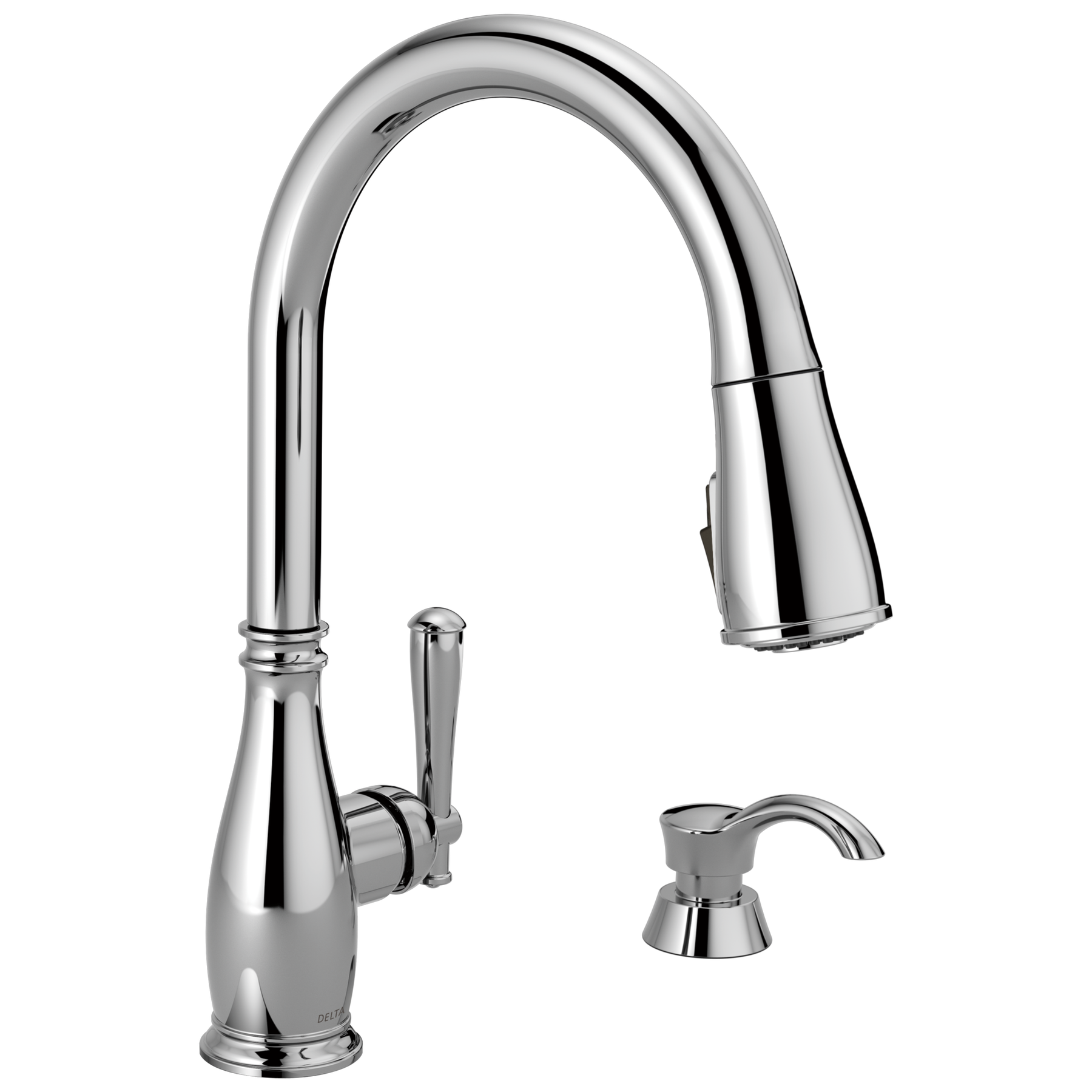 Single Handle Pull-Down Kitchen Faucet with Soap Dispenser and