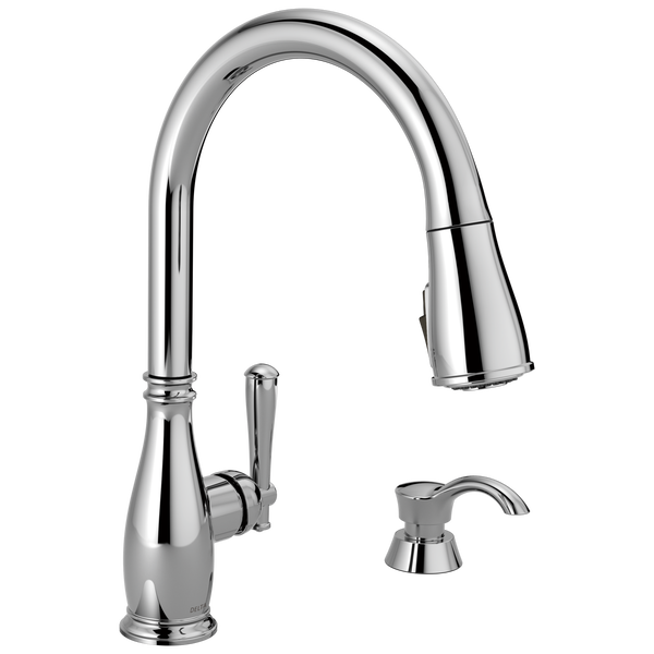 Single Handle Pull-Down Kitchen Faucet with Soap Dispenser and
