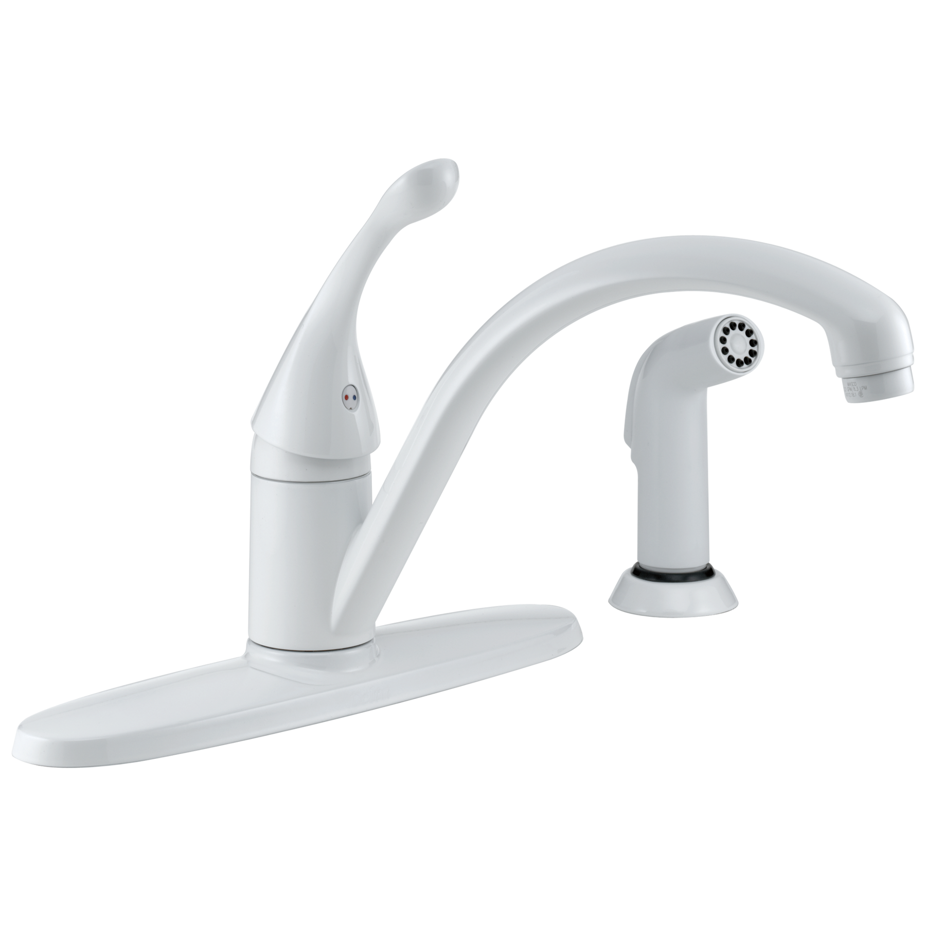 Single Handle Kitchen Faucet with Spray in White 440WHDST Delta Faucet