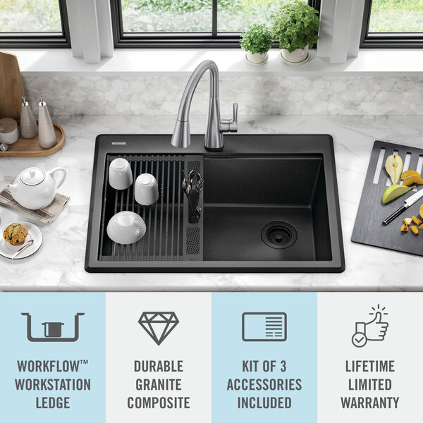 30” Granite Composite Workstation Kitchen Sink Drop-In Top ...