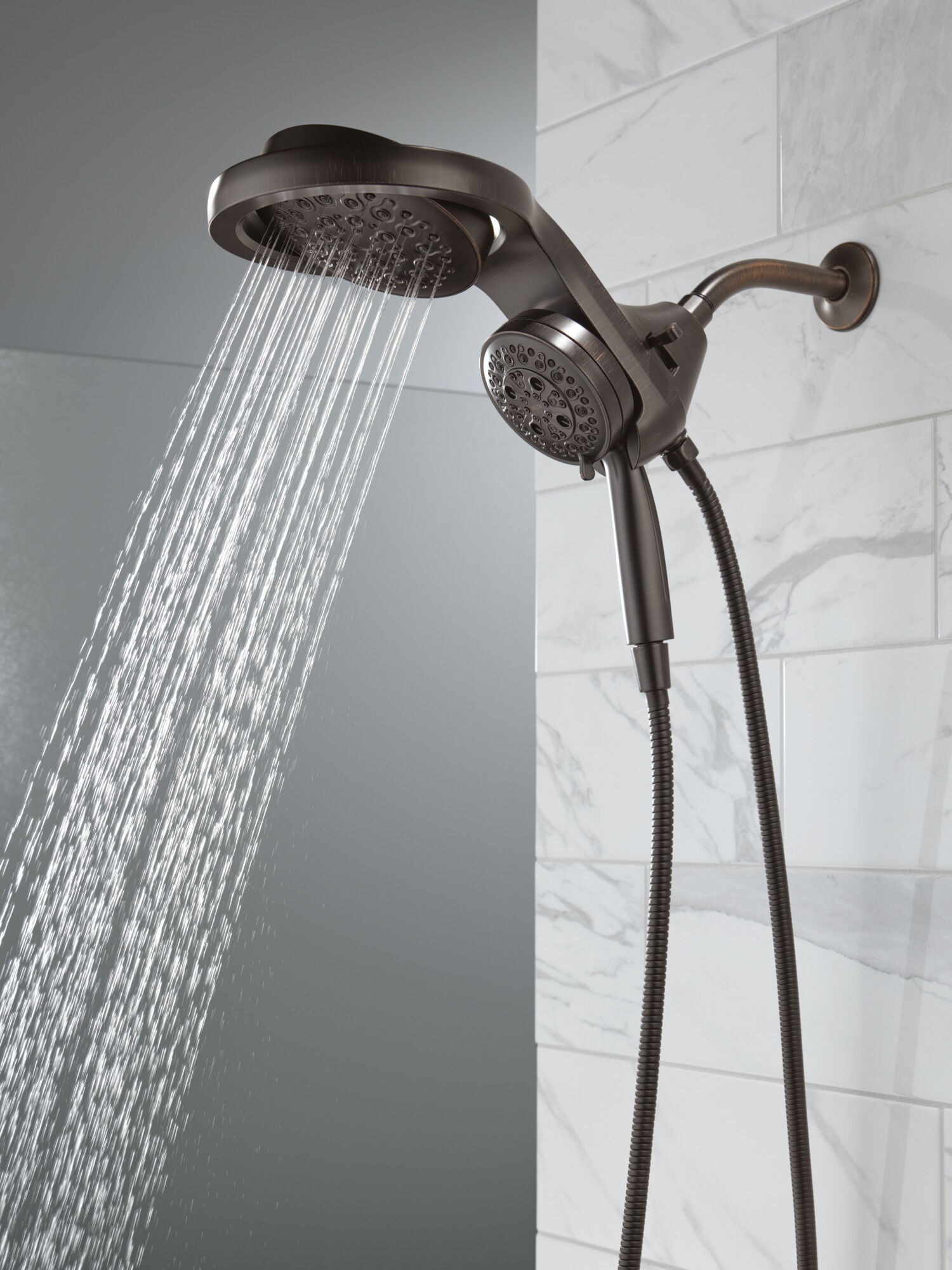 HydroRain® H2Okinetic® 5-Setting Two-in-One Shower Head