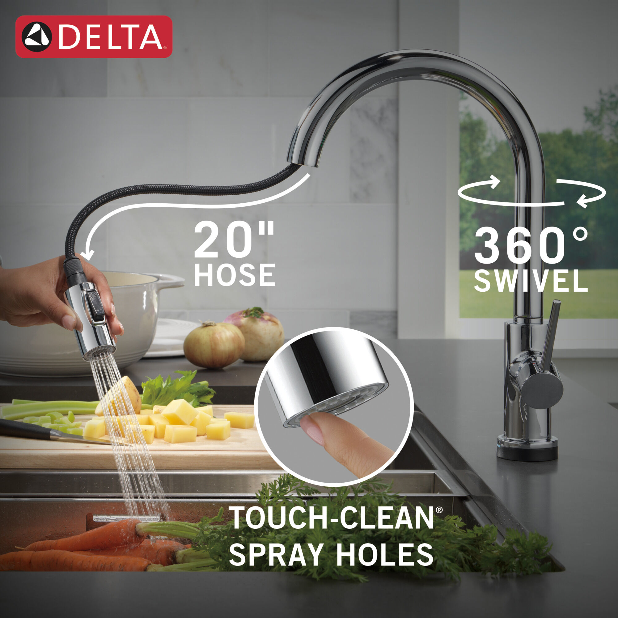 タナトス Single Handle Pull-Down Kitchen Faucet in Chrome 9159-DST | Delta