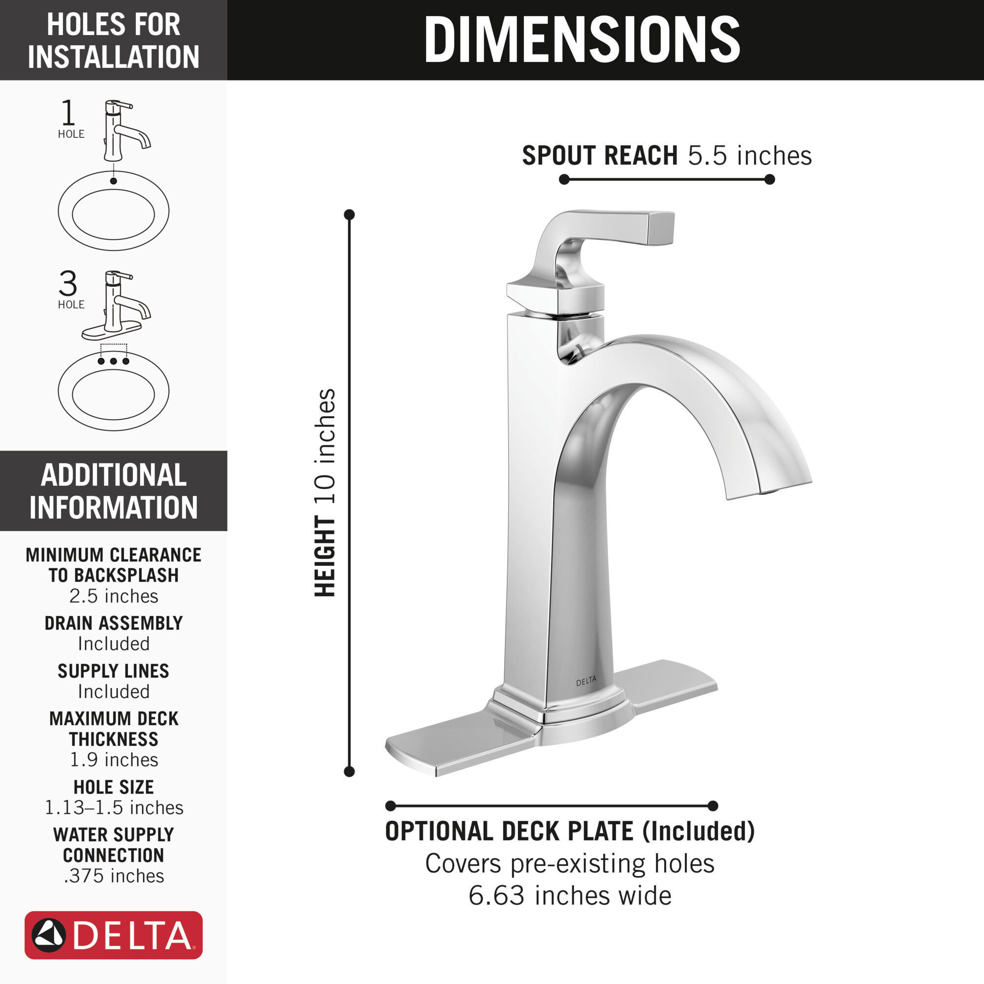 Single Handle Bathroom Faucet in Chrome 15854LF | Delta Faucet