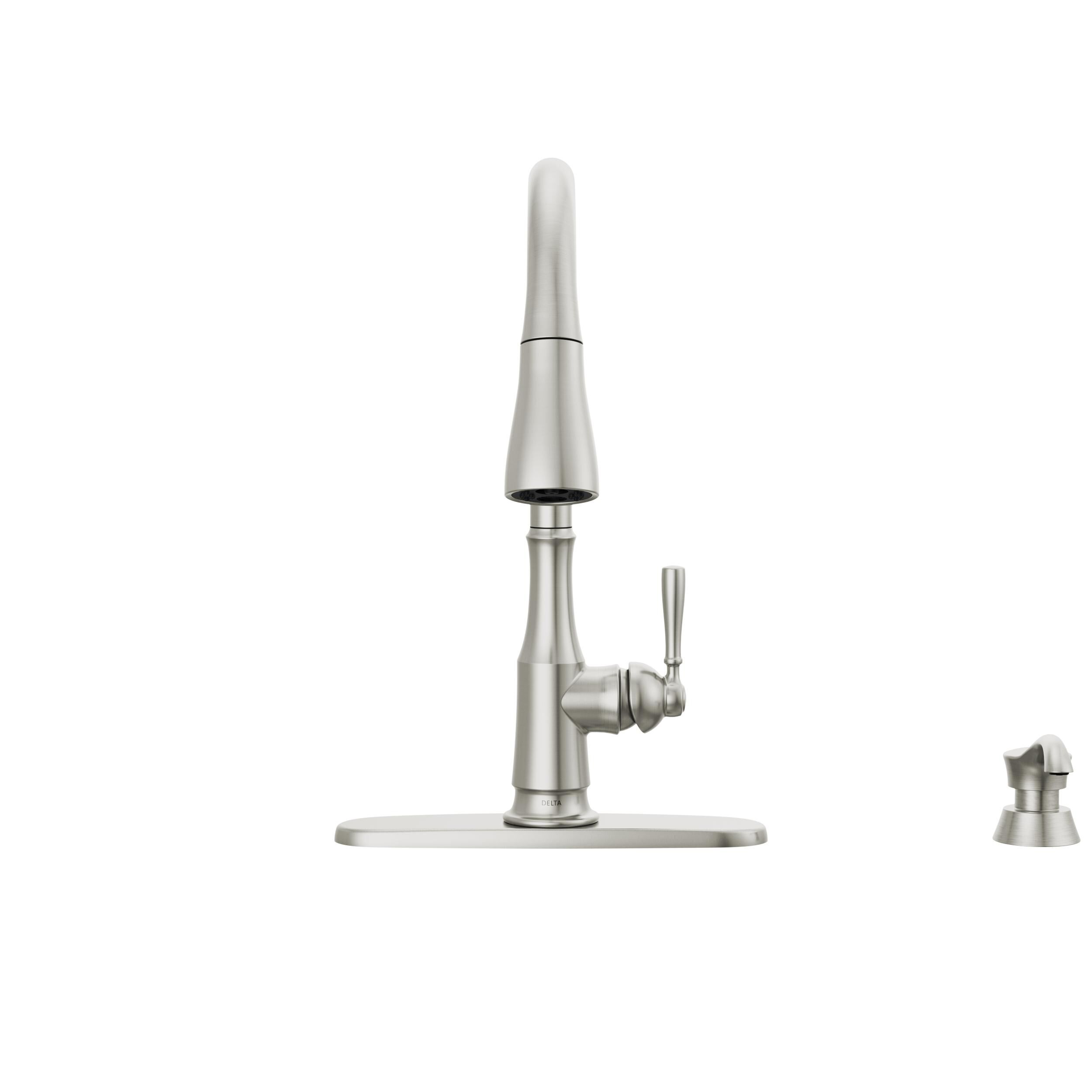 Single Handle Pull-Down Kitchen Faucet with Soap Dispenser and