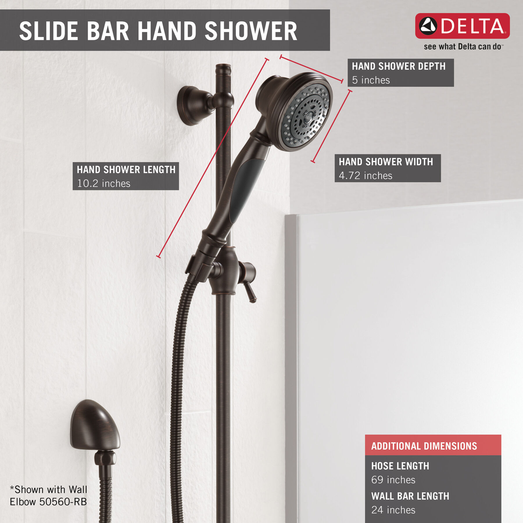 Premium 3Setting Slide Bar Hand Shower in Bronze 57021RB