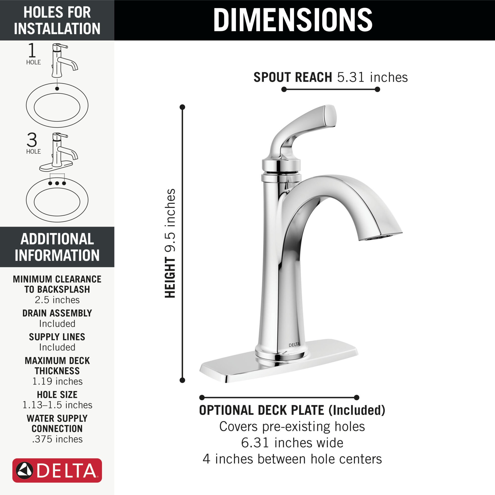 Single Handle Bathroom Faucet in Chrome 15864LF | Delta Faucet