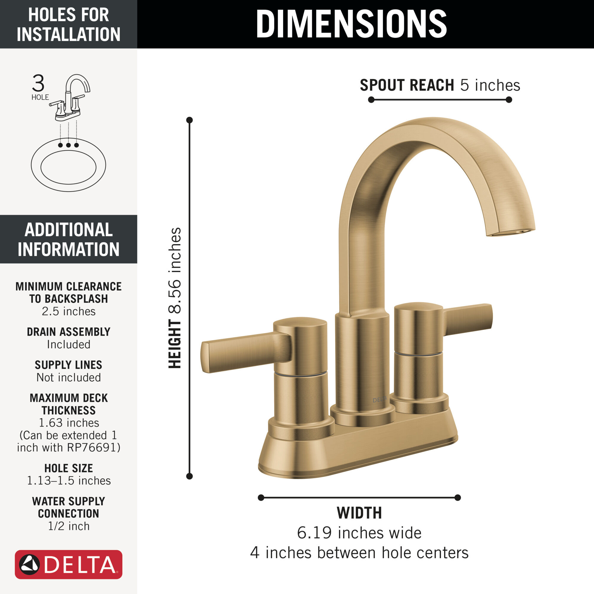 Two Handle Centerset Bathroom Faucet in Champagne Bronze 25855LF
