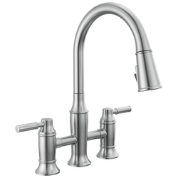 Two Handle Pull-Down Bridge Kitchen Faucet