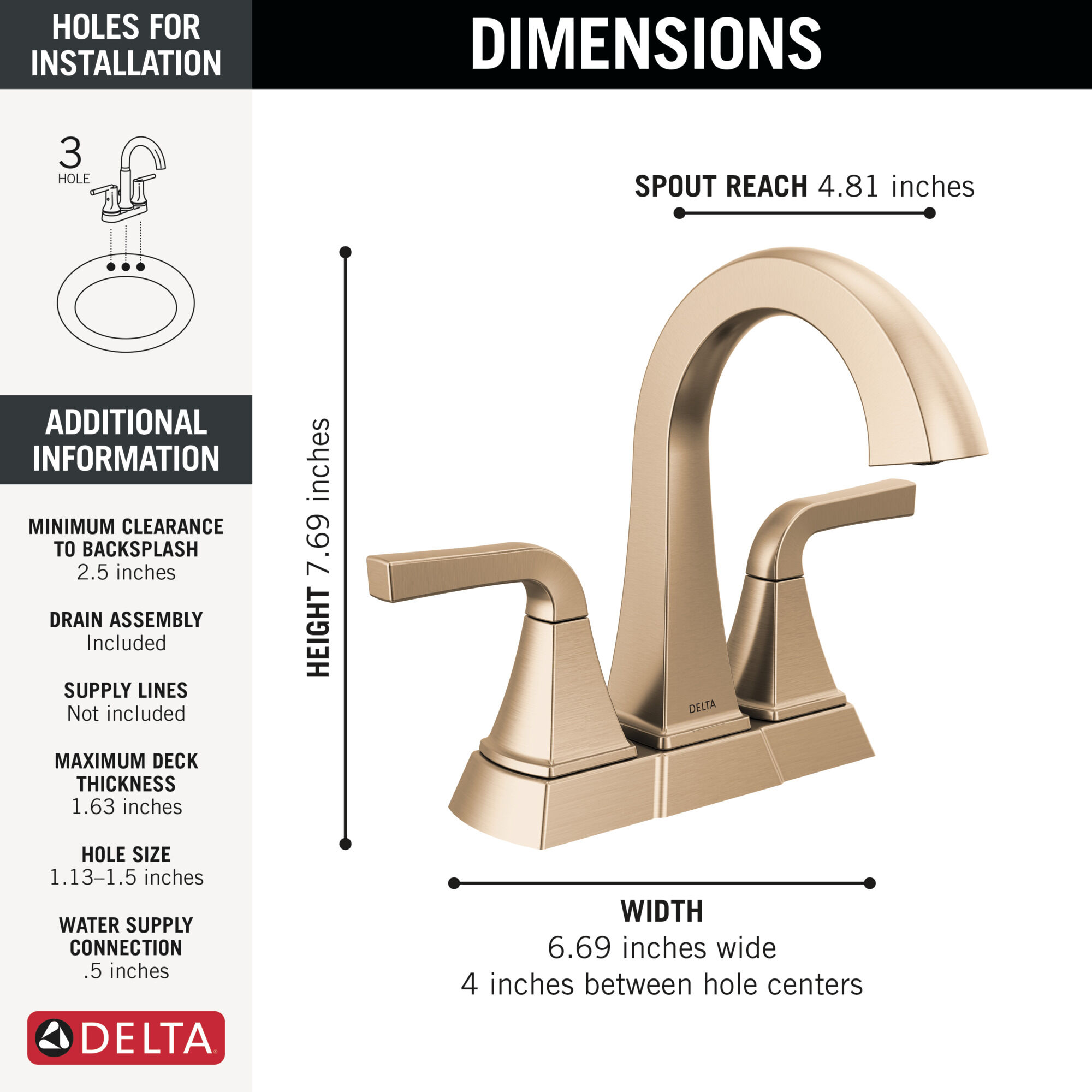 Two Handle Centerset Bathroom Faucet in Champagne Bronze 25854LF