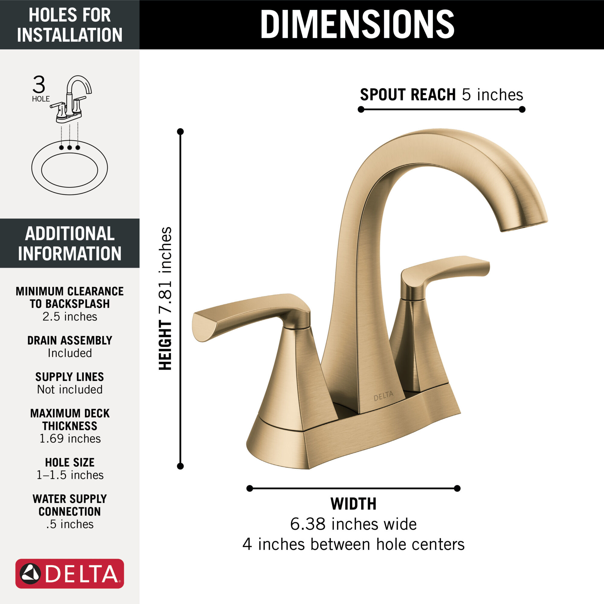 Two Handle Centerset Lavatory Faucet (Recertified) in Champagne