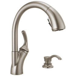 Single Handle Pull-Out Kitchen Faucet with Soap Dispenser and ShieldSpray® Technology