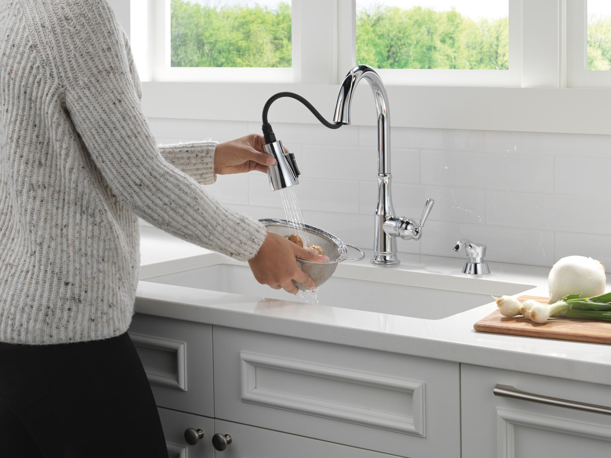 Pull-Down Kitchen Faucet w/Soap (Recertified) in Chrome 19877Z-SD