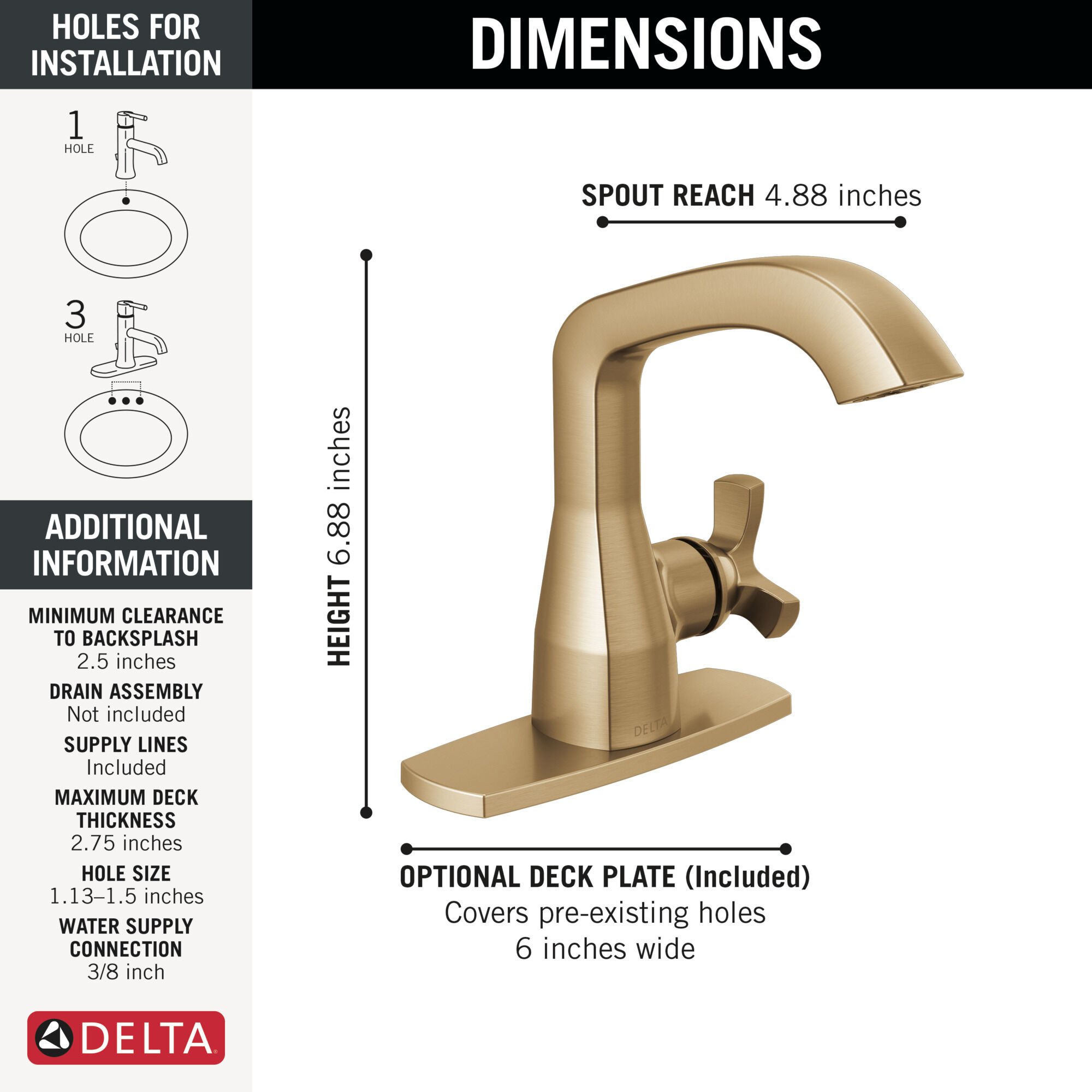 Single Handle Bathroom Faucet in Lumicoat® Champagne Bronze 5766