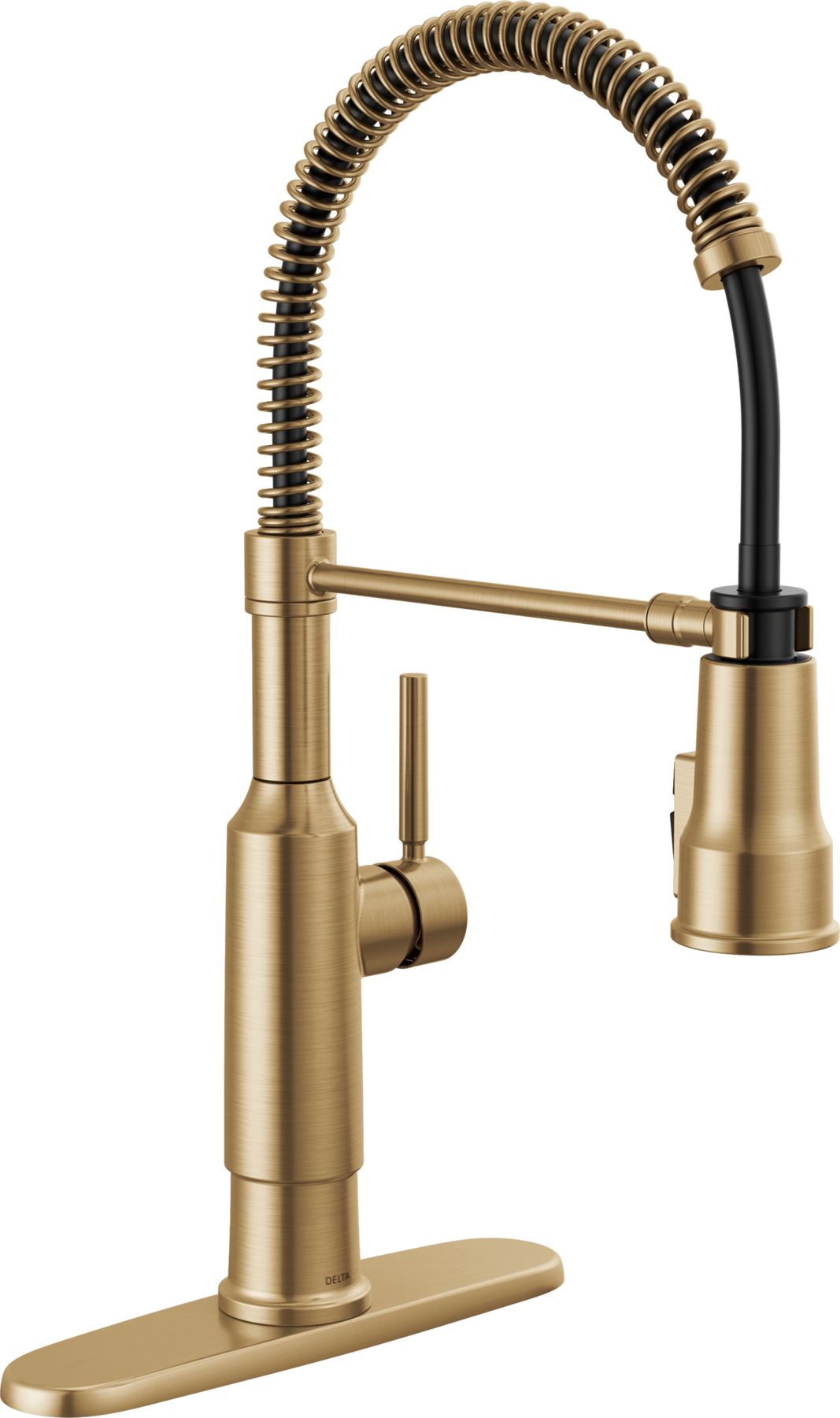 Single-Handle Pull-Down Spring Kitchen Faucet in Champagne Bronze