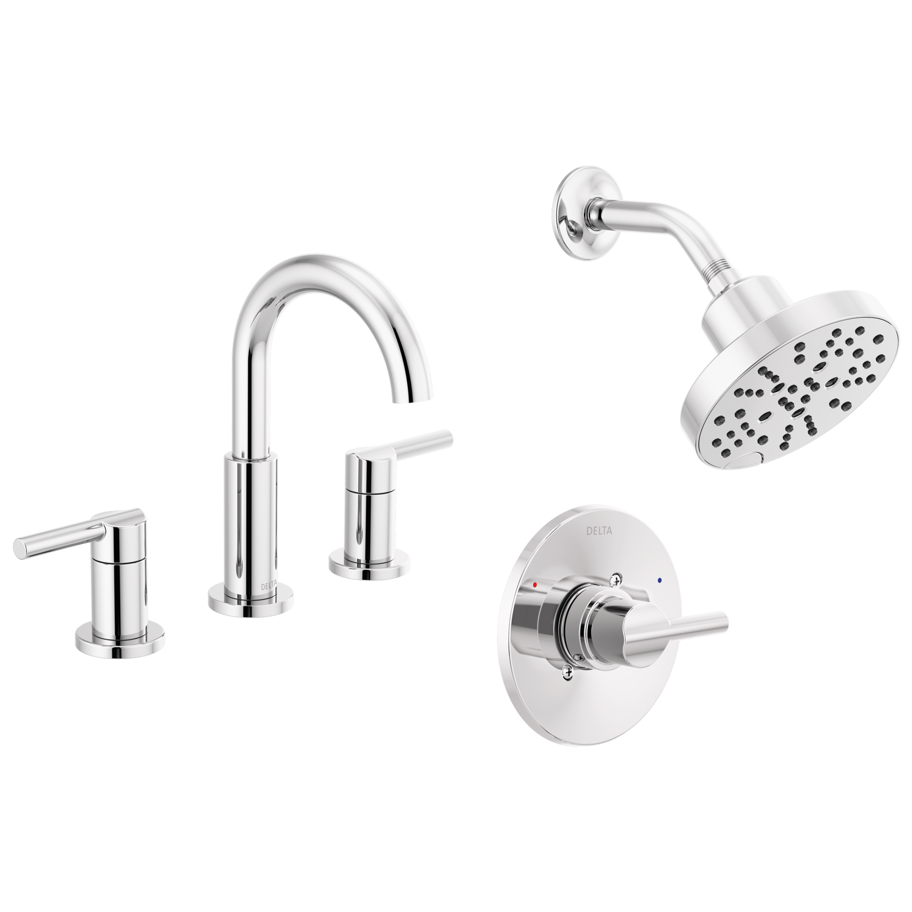 Widespread Lavatory Faucet with Shower Trim Bundle - 14 Series in Chrome — image 1