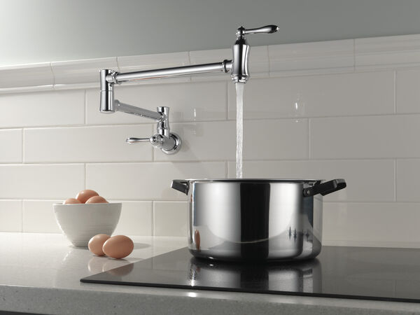 Traditional Wall Mount Pot Filler in Chrome 1177LF | Delta Faucet