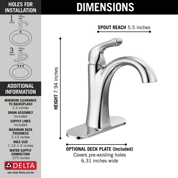 Single Handle Centerset Bathroom Faucet in Chrome 15840LF ...