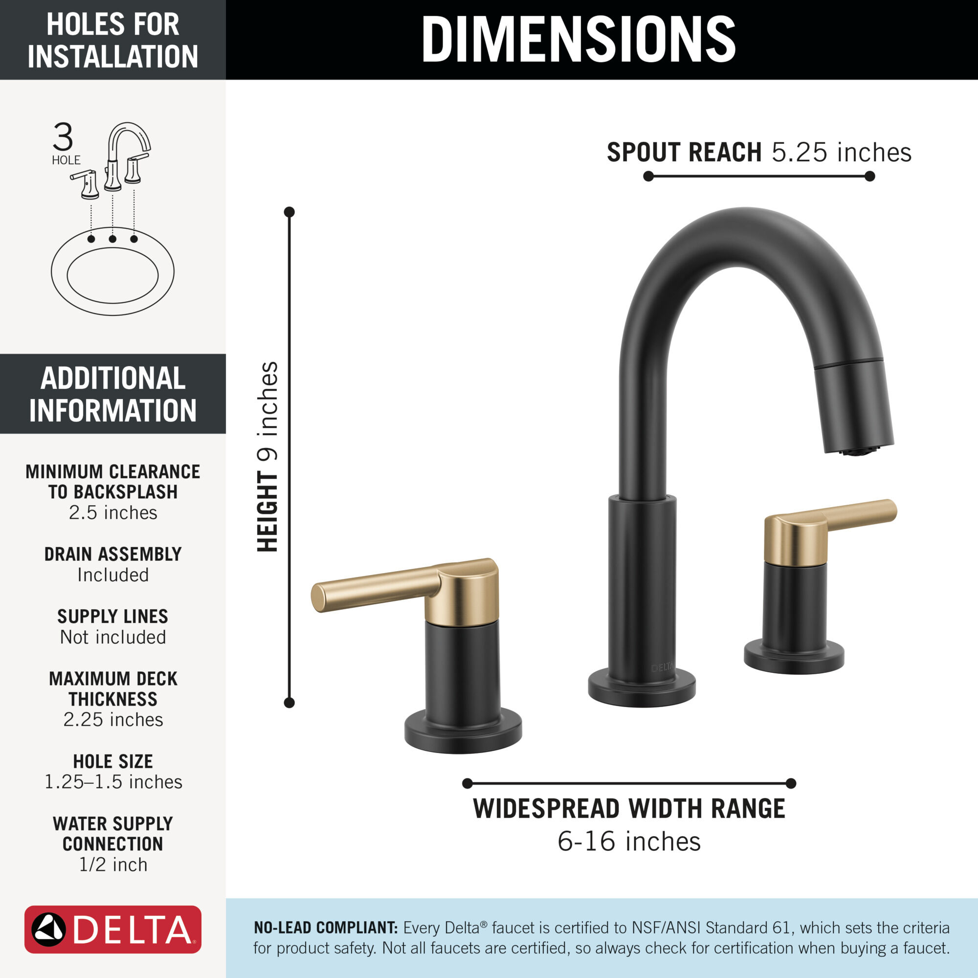 Two Handle Widespread Pull-Down Bathroom Faucet in Matte Black