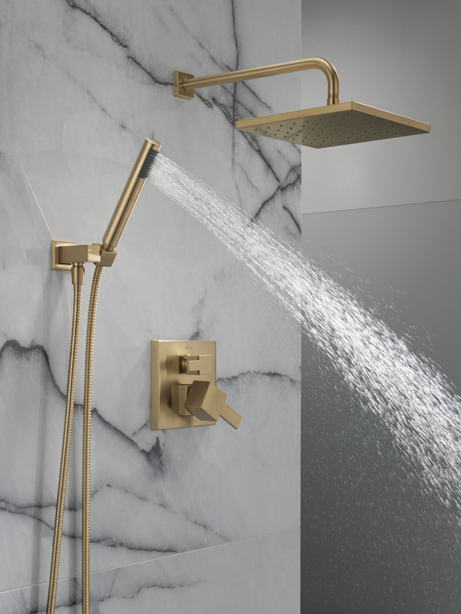 Monitor® 14 Series Shower with Raincan & Hand Shower in Champagne