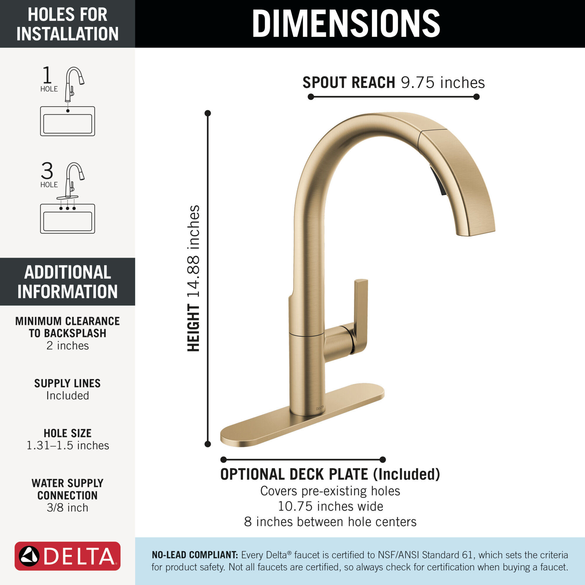 Single Handle Pull-Down Kitchen Faucet in Champagne Bronze 19824LF