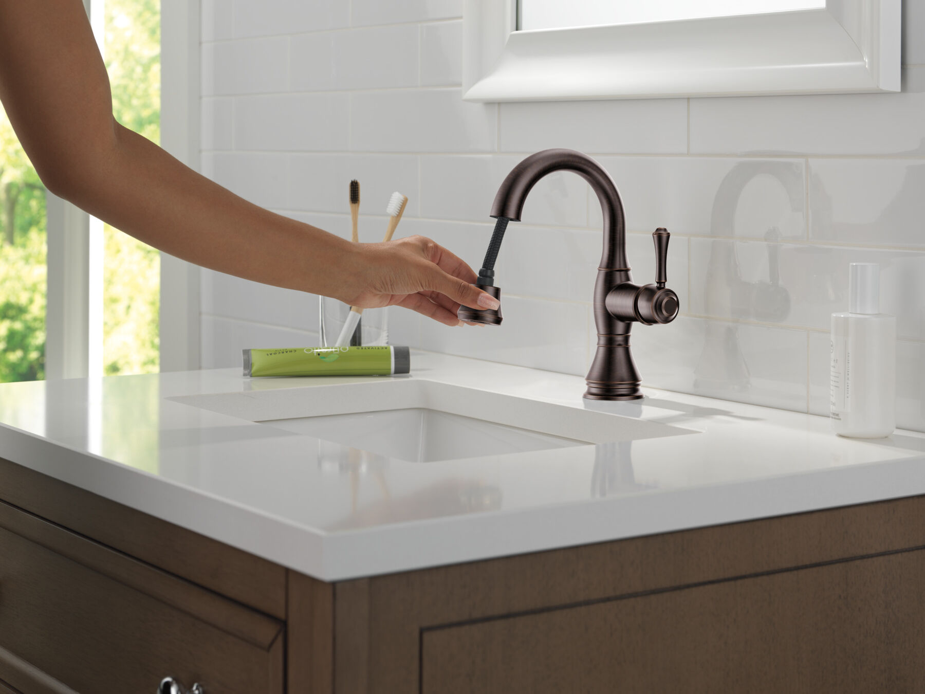 Single Handle Pull Down Bathroom Faucet in Venetian Bronze 597-RBPD-DST ...