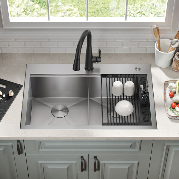 33” Workstation Kitchen Sink Drop-In Top Mount 16 Gauge ...