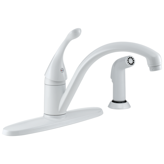 Single Handle Kitchen Faucet with Spray in White 440WHDST Delta Faucet