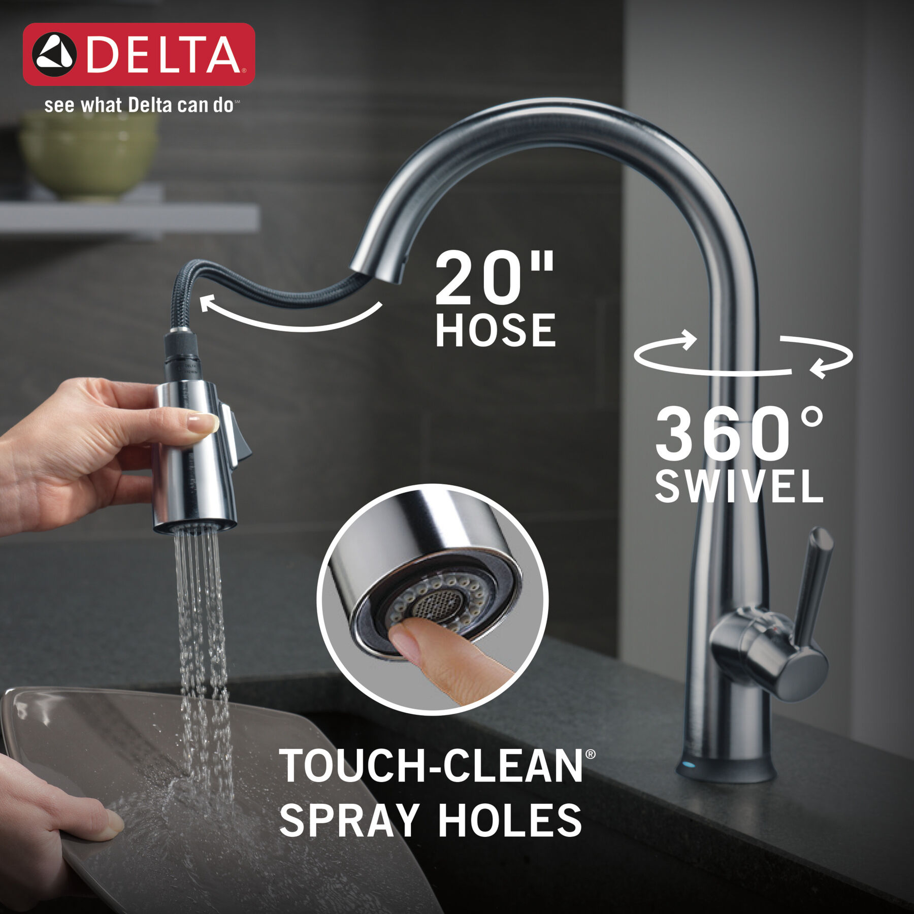 Single Handle Pull-Down Kitchen Faucet with Touch<sub>2</sub>O&reg; Technology Technology (Recertified)