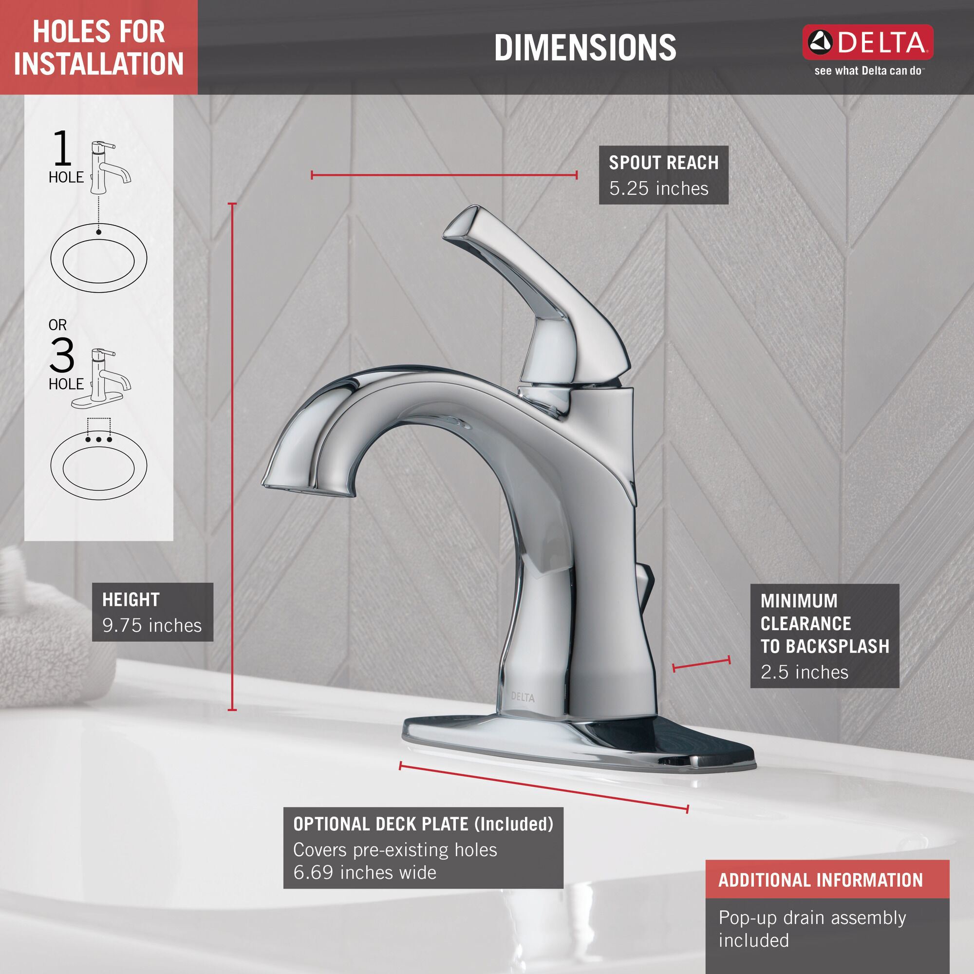 Delta PORTWOOD single handle 4" Centerset Bathroom Faucet chrome 15770LF 