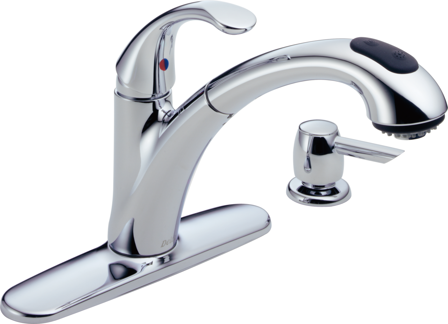 Single Handle Pull-Out Kitchen Faucet with Soap Dispenser in